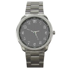 Plaid Black White Line Sport Metal Watch by Mariart