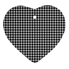 Plaid Black White Line Heart Ornament (two Sides) by Mariart