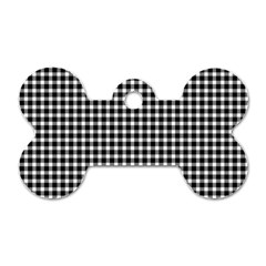 Plaid Black White Line Dog Tag Bone (one Side) by Mariart