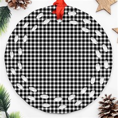 Plaid Black White Line Ornament (round Filigree) by Mariart