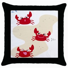 Sand Animals Red Crab Throw Pillow Case (black) by Mariart