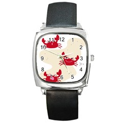 Sand Animals Red Crab Square Metal Watch by Mariart