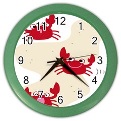 Sand Animals Red Crab Color Wall Clocks by Mariart