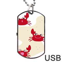 Sand Animals Red Crab Dog Tag Usb Flash (two Sides) by Mariart