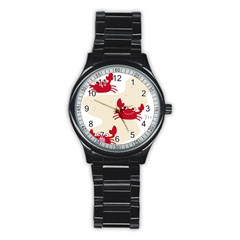 Sand Animals Red Crab Stainless Steel Round Watch by Mariart