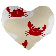 Sand Animals Red Crab Large 19  Premium Flano Heart Shape Cushions by Mariart