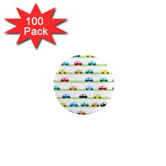 Small Car Red Yellow Blue Orange Black Kids 1  Mini Magnets (100 Pack) 