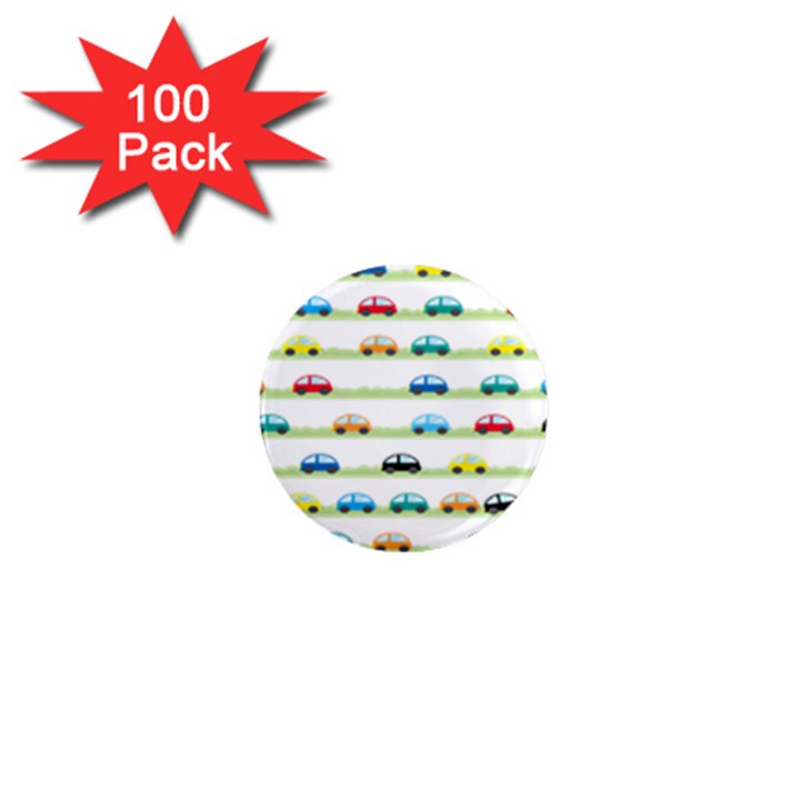 Small Car Red Yellow Blue Orange Black Kids 1  Mini Magnets (100 pack) 