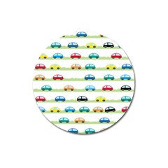 Small Car Red Yellow Blue Orange Black Kids Magnet 3  (round)