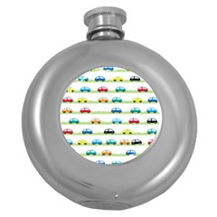 Small Car Red Yellow Blue Orange Black Kids Round Hip Flask (5 Oz) by Mariart