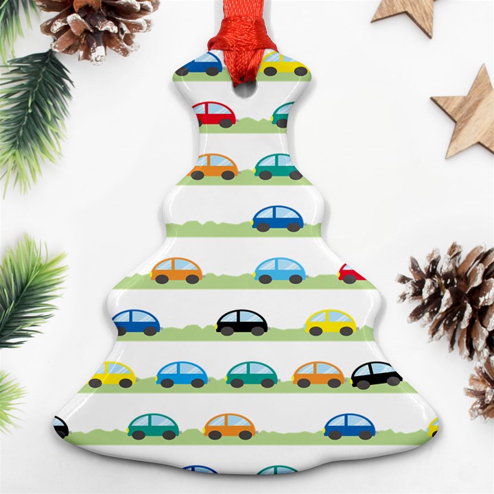 Small Car Red Yellow Blue Orange Black Kids Ornament (Christmas Tree) 