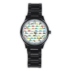 Small Car Red Yellow Blue Orange Black Kids Stainless Steel Round Watch by Mariart