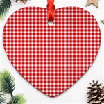 Plaid Red White Line Ornament (Heart) Front