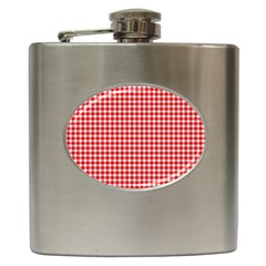 Plaid Red White Line Hip Flask (6 oz)