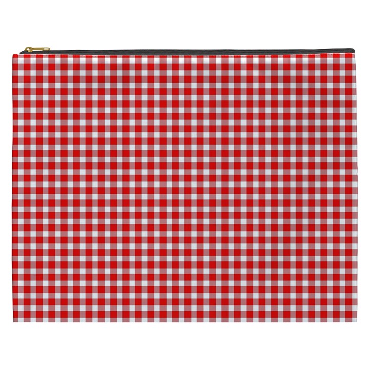 Plaid Red White Line Cosmetic Bag (XXXL) 