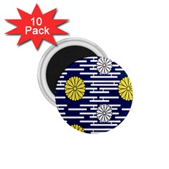 Sunflower Line Blue Yellpw 1 75  Magnets (10 Pack) 