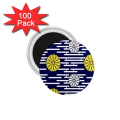 Sunflower Line Blue Yellpw 1 75  Magnets (100 Pack)  by Mariart