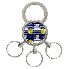 Sunflower Line Blue Yellpw 3-ring Key Chains by Mariart