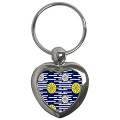 Sunflower Line Blue Yellpw Key Chains (heart) 