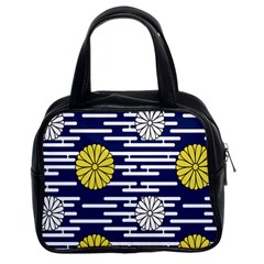 Sunflower Line Blue Yellpw Classic Handbags (2 Sides) by Mariart