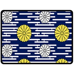 Sunflower Line Blue Yellpw Fleece Blanket (large)  by Mariart