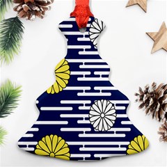 Sunflower Line Blue Yellpw Christmas Tree Ornament (two Sides) by Mariart