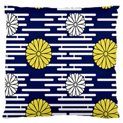 Sunflower Line Blue Yellpw Large Cushion Case (two Sides) by Mariart