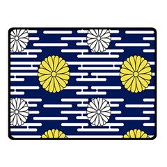 Sunflower Line Blue Yellpw Double Sided Fleece Blanket (small)  by Mariart