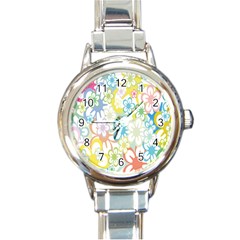 Star Flower Rainbow Sunflower Sakura Round Italian Charm Watch by Mariart