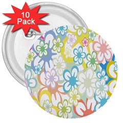 Star Flower Rainbow Sunflower Sakura 3  Buttons (10 Pack)  by Mariart