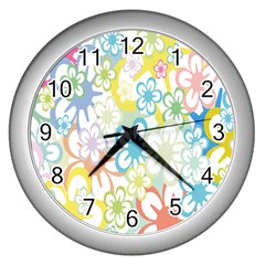 Star Flower Rainbow Sunflower Sakura Wall Clocks (silver)  by Mariart