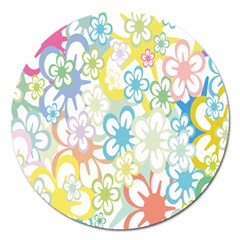 Star Flower Rainbow Sunflower Sakura Magnet 5  (round) by Mariart