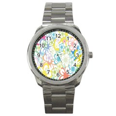 Star Flower Rainbow Sunflower Sakura Sport Metal Watch by Mariart