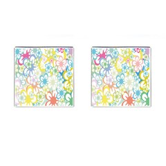 Star Flower Rainbow Sunflower Sakura Cufflinks (square) by Mariart