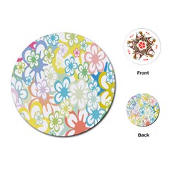 Star Flower Rainbow Sunflower Sakura Playing Cards (round)  by Mariart