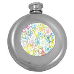 Star Flower Rainbow Sunflower Sakura Round Hip Flask (5 Oz) by Mariart