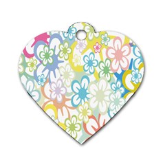 Star Flower Rainbow Sunflower Sakura Dog Tag Heart (one Side) by Mariart