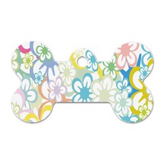 Star Flower Rainbow Sunflower Sakura Dog Tag Bone (one Side) by Mariart