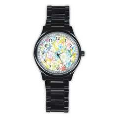 Star Flower Rainbow Sunflower Sakura Stainless Steel Round Watch by Mariart