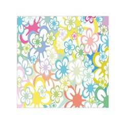 Star Flower Rainbow Sunflower Sakura Small Satin Scarf (square) by Mariart