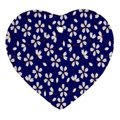 Star Flower Blue White Ornament (heart)