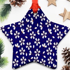 Star Flower Blue White Ornament (star)