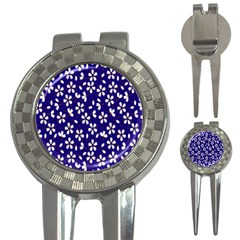 Star Flower Blue White 3-in-1 Golf Divots by Mariart