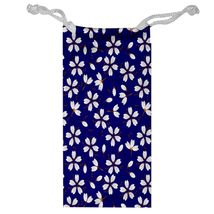 Star Flower Blue White Jewelry Bag