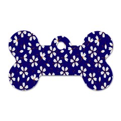 Star Flower Blue White Dog Tag Bone (one Side) by Mariart