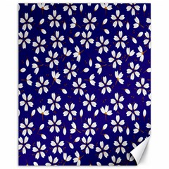 Star Flower Blue White Canvas 11  X 14   by Mariart