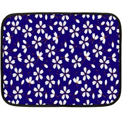 Star Flower Blue White Double Sided Fleece Blanket (mini)  by Mariart