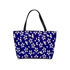 Star Flower Blue White Shoulder Handbags by Mariart