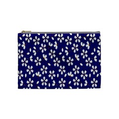 Star Flower Blue White Cosmetic Bag (medium)  by Mariart