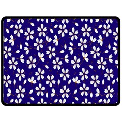 Star Flower Blue White Fleece Blanket (large)  by Mariart